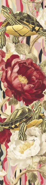 Free turtle bookmark featuring muted vertical stripes and turtles